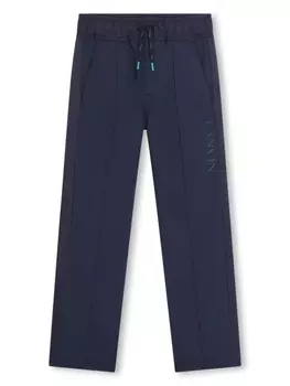 Lanvin Enfant спортивные брюки с кулиской и логотипом, синий