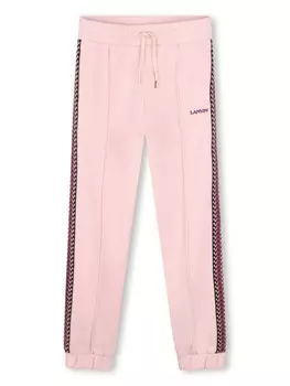 Lanvin Enfant спортивные брюки с вышитым логотипом, розовый