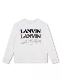 Lanvin Enfant толстовка с вышитым логотипом, белый