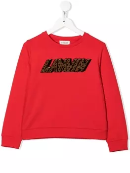 Lanvin Enfant толстовка с вышитым логотипом, красный