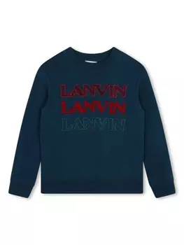 Lanvin Enfant толстовка с вышитым логотипом, синий