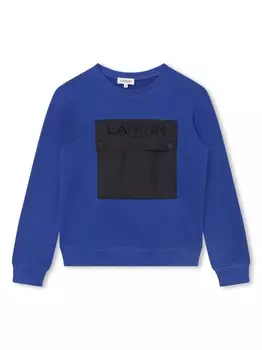 Lanvin Enfant толстовка с вышитым логотипом, синий