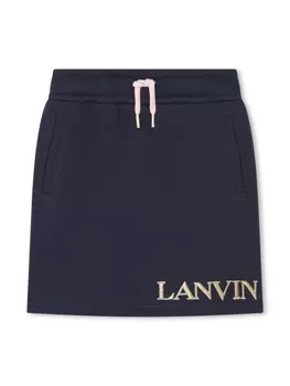 Lanvin Enfant юбка с вышитым логотипом, синий