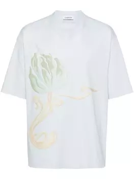 Lanvin футболка с цветочной вышивкой, синий