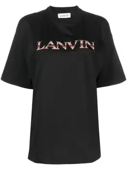 Lanvin футболка с вышитым логотипом, черный