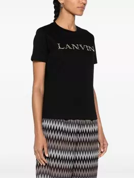 Lanvin футболка с вышитым логотипом и бисером, черный