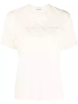 Lanvin футболка с вышитым логотипом, нейтральный цвет