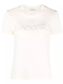 Lanvin футболка с вышитым логотипом, нейтральный цвет