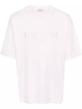 Lanvin футболка с вышитым логотипом, розовый
