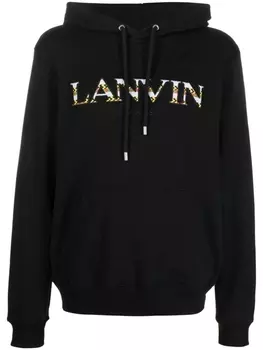 Lanvin худи с карманом-муфтой и вышитым логотипом, черный