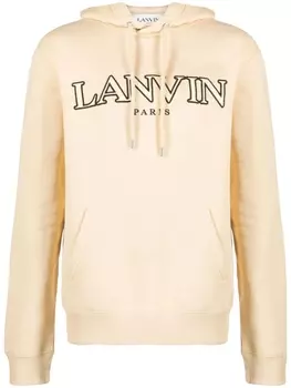 Lanvin худи с кулиской и вышитым логотипом, нейтральный цвет