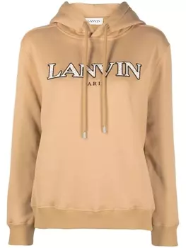 Lanvin худи с вышитым логотипом, коричневый