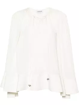 Lanvin кафтан с приспущенными плечами и сборками, нейтральный цвет