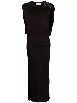 Lanvin платье макси с брошью, коричневый