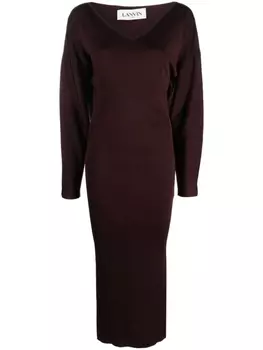 Lanvin платье миди с V-образным вырезом, фиолетовый