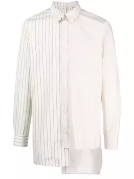 Lanvin полосатая рубашка асимметричного кроя, нейтральный цвет
