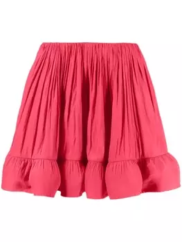 Lanvin расклешенная юбка мини с оборками, розовый