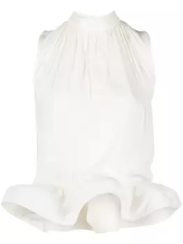 Lanvin расклешенный топ без рукавов, нейтральный цвет