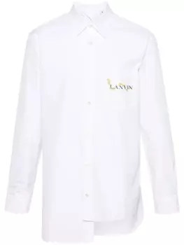 Lanvin рубашка асимметричного кроя с логотипом, белый