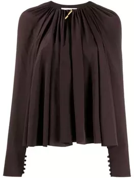 Lanvin шелковое платье со сборками, коричневый