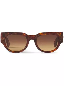 Lanvin солнцезащитные очки с геометрической оправой и эффектом черепахового панциря, коричневый