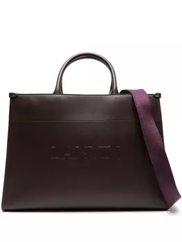 Lanvin сумка-тоут с тисненым логотипом, красный