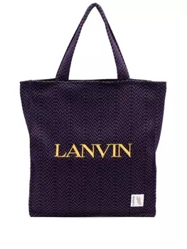 Lanvin сумка-тоут с вышитым логотипом, фиолетовый