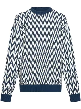 Lanvin свитер с узором зигзаг, синий