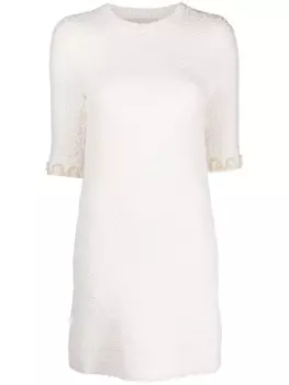 Lanvin твидовое платье с цветочной вышивкой, белый