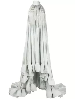 Lanvin вечернее платье с вырезом халтер и вышивкой, зеленый