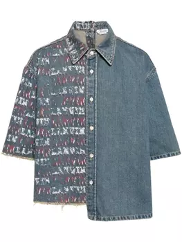 Lanvin x Future asymmetric denim shirt, синий