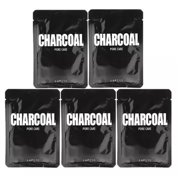 Lapcos Charcoal Sheet Beauty Mask Набор для ухода за порами, 5 листов по 0,84 жидкой унции (25 мл) каждый