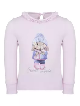 Lapin House футболка с длинными рукавами и графичным принтом, розовый
