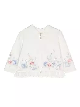 Lapin House кардиган на молнии с цветочным принтом, белый