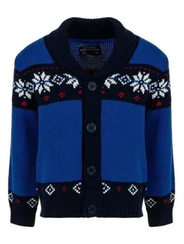 Lapin House кардиган вязки интарсия с узором, синий