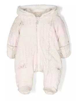 Lapin House комбинезон с капюшоном и цветочной вышивкой, розовый