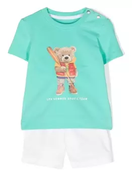 Lapin House комплект из футболки и шортов с логотипом, зеленый