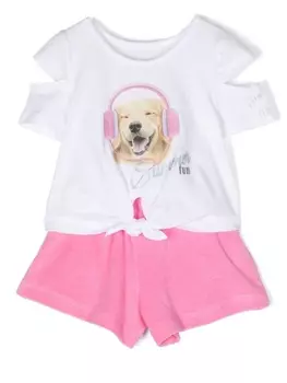 Lapin House комплект из футболки и шортов с принтом, белый