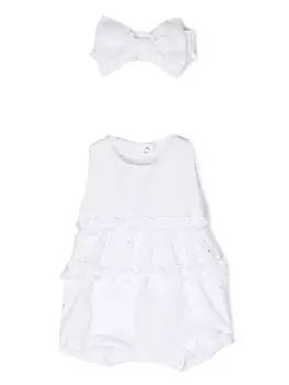 Lapin House комплект из повязки и ромпера с английской вышивкой, белый