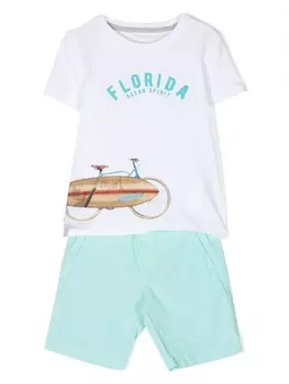 Lapin House комплект из шортов и футболки с графичным принтом, белый