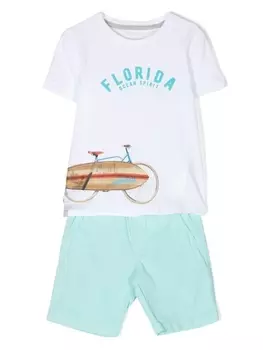 Lapin House комплект из шортов и футболки с графичным принтом, белый