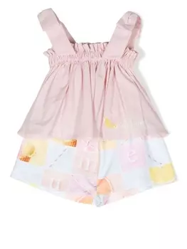 Lapin House комплект из топа и шортов с принтом, розовый