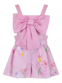 Lapin House комплект из топа с крупным бантом и шортов, розовый
