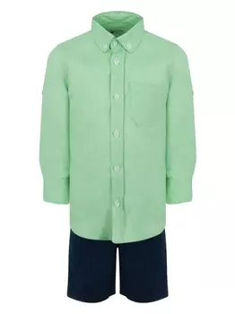 Lapin House льняной комплект из рубашки и шортов, зеленый