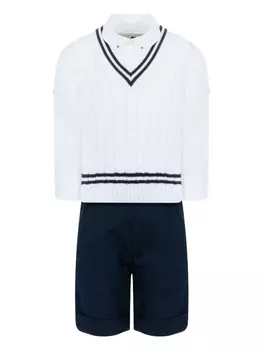 Lapin House льняной комплект из рубашки, жилета и шортов, белый