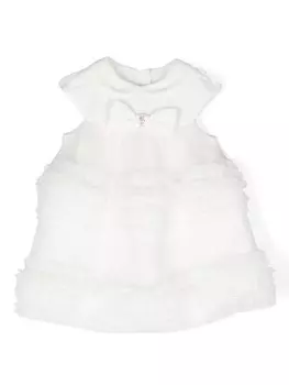 Lapin House платье без рукавов с оборками, белый