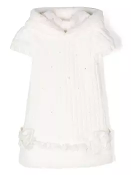 Lapin House платье фактурной вязки с капюшоном, белый