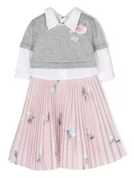 Lapin House платье с цветочной аппликацией, серый