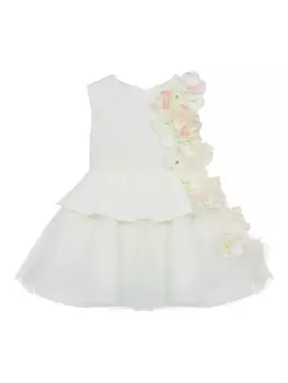 Lapin House платье с цветочной аппликацией, белый