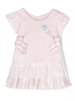 Lapin House платье с короткими рукавами и бантом, розовый